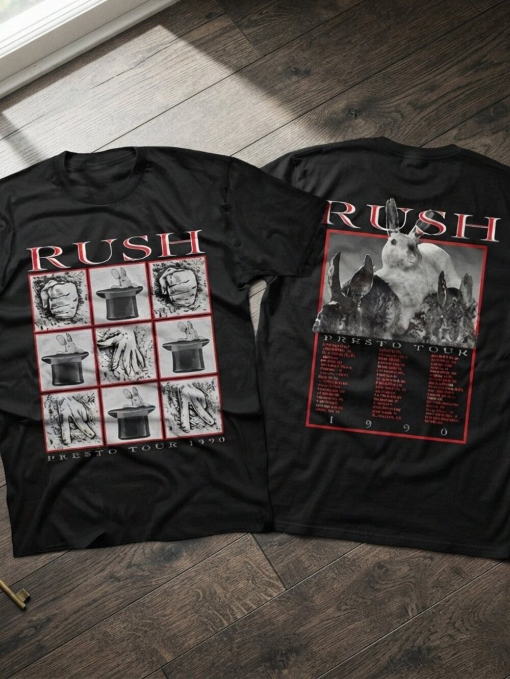Rush Presto Tour 1990 Vintage Graphic Black T-Shirt